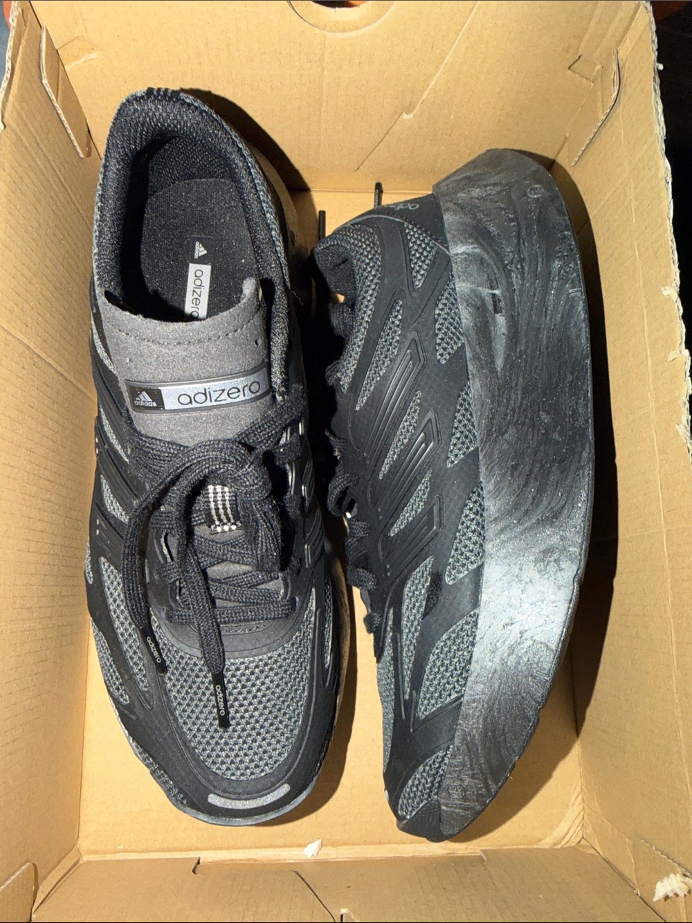 adidas adizero Men’s Athletic Running Shoes - Black, Gray